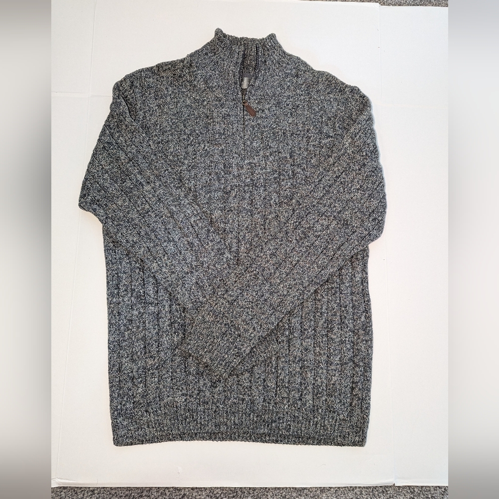 Oscar de la Renta Quarter Zip Ribbed Sweater Large